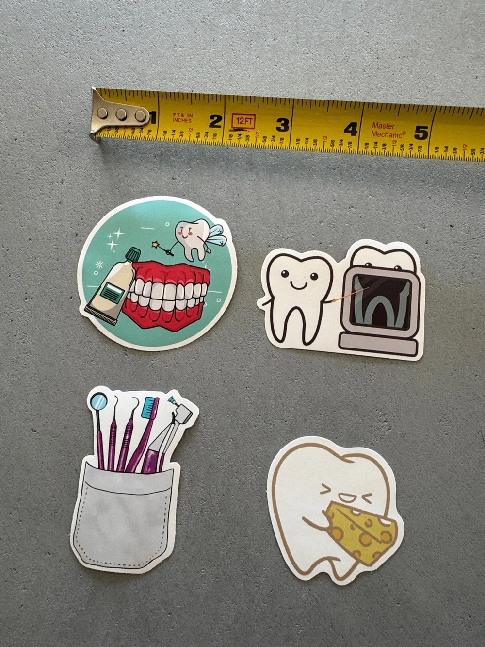 NWOT TOOTH TEETH DENTAL DENTISTRY DENTIST DENTAL HYGIENIST STICKERS X4